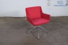 Design |Fauteuil | Tweedehands | Rood gestoffeerd | Gepolijst aluminium draaipoot | OS275