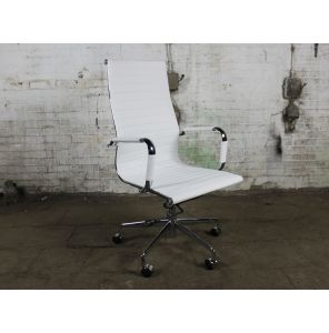 Design | Vergaderstoel/ bureaustoel | Tweedehands | Hoge rugleuning | Wit | Kunstleder | BS173