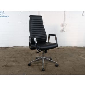 Directie | Tweedehands | Bureaustoel | Zwart leder | BS163