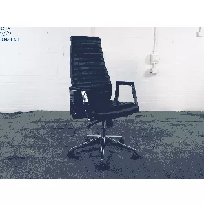 Directie | Tweedehands | Bureaustoel | Zwart leder | BS163