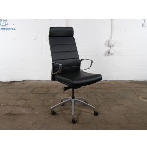 Directiestoel | Echt leder | Gepolijst aluminium armleuningen | BS180