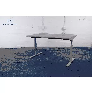 Bureau | Jong gebruikt | Zilvergrijs T-poot frame | Halifax eiken blad