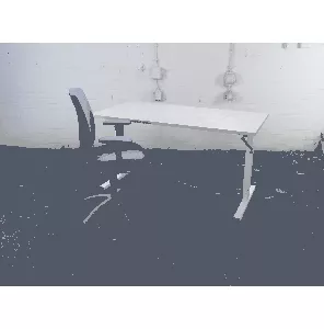 Bureau | Tweedehands | Eiken blad | Wit T-poot frame | 160x80 cm | Slinger verstelbaar| BT436