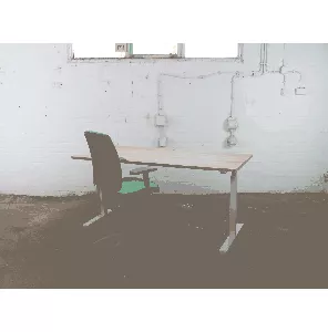 Bureau | Tweedehands | Elektrisch verstelbaar | Robson eiken blad | Aluminium frame | 180x80 cm | BT441