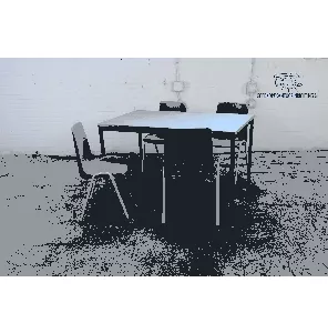 De Valk | Kantinetafel | Tweedehands | Nieuw Logan eiken blad | Zwart frame | KT268