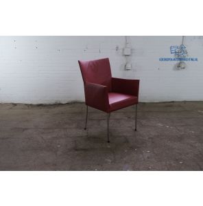 Plantagie | Vergaderstoel | Tweedehands | Leder | Bordeaux rood | RVS frame |  VS346