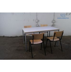 De Valk | Kantinetafel | Tweedehands | Nieuw Ahorn blad | Grijs frame | KT280