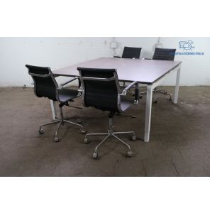 Voortman | Vergadertafel | Tweedehands | Antraciet eiken blad | Wit frame | VT285