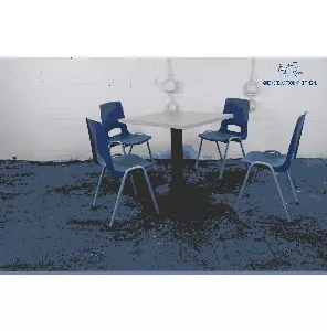 Kantinetafel | Tweedehands | Mosterdgeel blad | Zwart frame | KT284