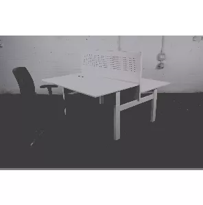 Duo werkplek | VEPA | Wit blad | Wit frame | Met akoestische wand | BT457