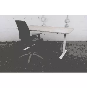 Bureau | Tweedehands | Slinger verstelbaar | Eigenwijs eiken blad | Wit frame | 160x80 cm | BT464