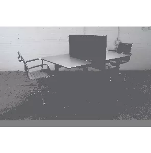 Duo werkplek | Vepa | Donkergrijs blad | Zwart frame | Met akoestische wand | BT466