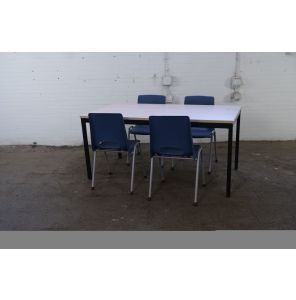 Kantinetafel | Tweedehands | Naturel eiken blad | Zwart frame | KT295