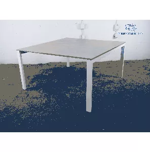 Vergadertafel | Voortman | Z.G.A.N. | 160x160 | Wit frame | Nebraska grijs eiken blad | VT239