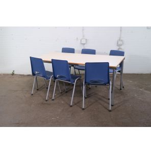 Ahrend | Kantinetafel | Tweedehands | Ahorn blad | Zilvergrijs frame | KT299