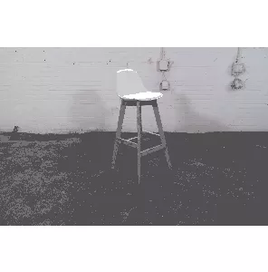 Kruk | Tweedehands | Wit PU kuntleder | Hout frame | OS271