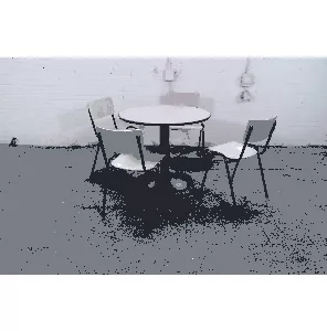 De Valk | Kantinetafel | Tweedehands | Ahorn blad | Zwarte trompetvoet | KT301