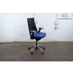 Forma 5 | Bureaustoel | Tweedehands | Blauw gestofferd | Gepolijst aluminium frame | BS373