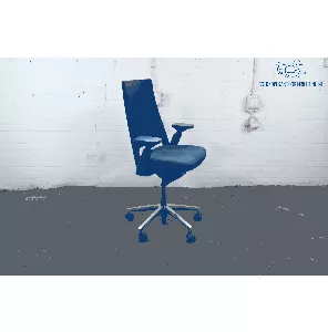 Forma 5 | Bureaustoel | Tweedehands | Blauw gestofferd | Gepolijst aluminium frame | BS373