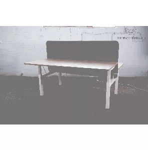 Ergomaster | Zit-sta | Duo werkplek | Tweedehands | Robson eiken blad | Wit frame | Akoestisch paneel | BT473