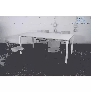 Febru | Kantinetafel | Tweedehands | Eiken blad | Wit frame | KT304