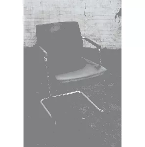 Vergaderstoel | Jong gebruikt | Sledeframe | Zwart kunstleder