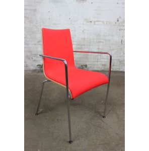 Vergaderstoel | Tweedehands | Rood | Chromen frame | VS116