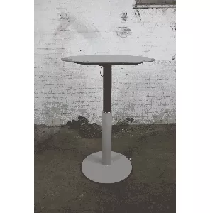 Bijzettafel | Zit-Statafel | Tweedehands | Glazen blad | Grijs frame | OT206