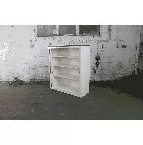 Roldeurkast | Z.G.A.N. | Wit | Logan eiken topblad | 3 legborden | MK221