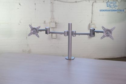 Dubbele Monitorsteun | Tweedehands | Zilvergrijs | Hoogte verstelbaar | KI264